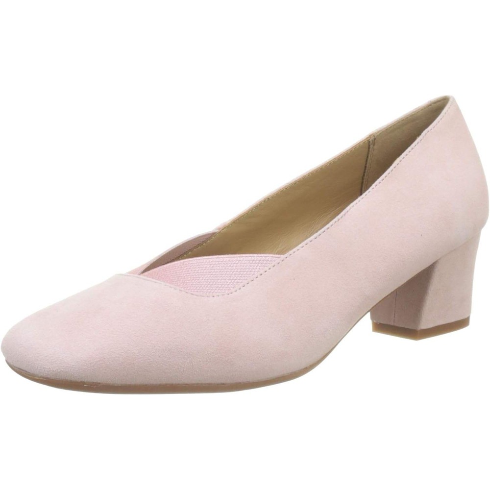 Hotter Women's Pink Suede Katya Feminine Court Mid Height Block Heel Shoes EU40